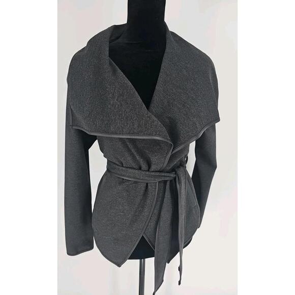 Joseph Ribkoff Jackets & Blazers - Joseph Ribkoff Black Faux Leather & Knit Belted Jacket Stretch 6